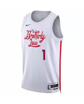 Maillot Swingman Nike #1 James Harden #1 des Philadelphia 76ers pour hommes - Blanc 2022/23 - City Edition