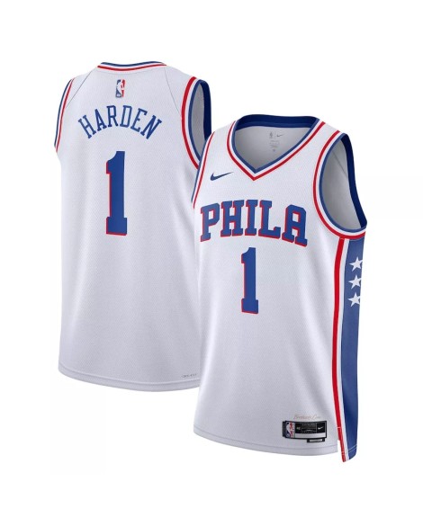 Maillot Swingman #1 James Harden #1 des Philadelphia 76ers pour hommes, blanc 22/23, édition Association