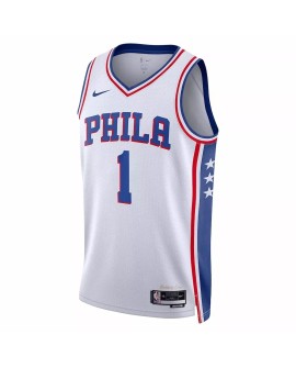 Maillot Swingman #1 James Harden #1 des Philadelphia 76ers pour hommes, blanc 22/23, édition Association