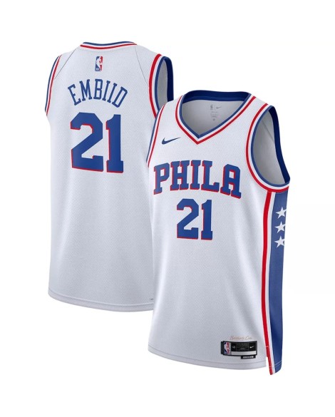 Maillot Swingman Philadelphia 76ers Joel Embiid #21 blanc 22/23 pour hommes - Édition Association