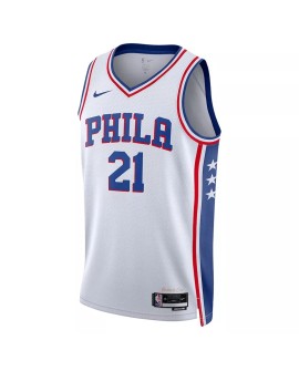 Maillot Swingman Philadelphia 76ers Joel Embiid #21 blanc 22/23 pour hommes - Édition Association