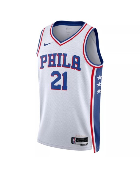 Maillot Swingman Philadelphia 76ers Joel Embiid #21 blanc 22/23 pour hommes - Édition Association