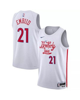 Maillot Swingman Philadelphia 76ers Joel Embiid #21 Nike blanc 2022/23 pour hommes - City Edition