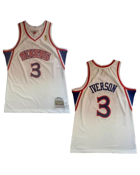 Maillot NBA Swingman blanc Mitchell & Ness des Philadelphia 76ers pour hommes - Édition classique