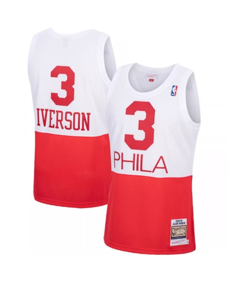 Maillot Allen Iverson #3 Mitchell & Ness des Philadelphia 76ers pour hommes, blanc, Hardwood Classics
