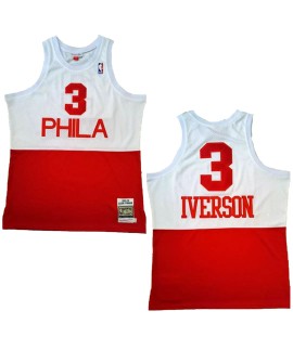 Maillot Allen Iverson #3 Mitchell & Ness des Philadelphia 76ers pour hommes, blanc, Hardwood Classics