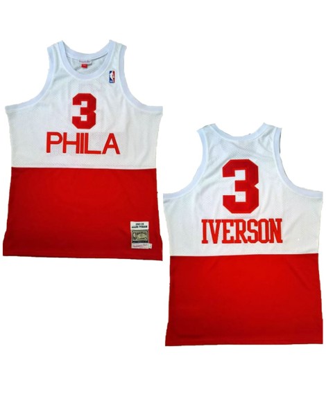 Maillot Allen Iverson #3 Mitchell & Ness des Philadelphia 76ers pour hommes, blanc, Hardwood Classics