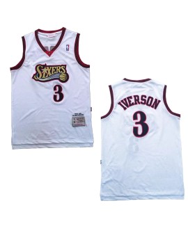 Maillot NBA Swingman Iverson #3 Mitchell & Ness des Philadelphia 76ers pour hommes, blanc 1997/98
