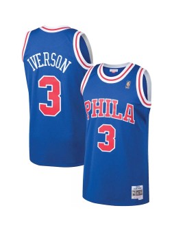 Maillot NBA Swingman #3 Mitchell & Ness Philadelphia 76ers Iverson pour homme, bleu 1996/97