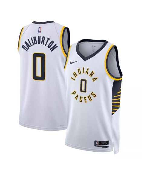 Maillot Swingman Indiana Pacers Tyrese Haliburton #0 Nike blanc 2022/23 pour hommes - Édition Association