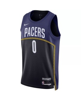 Maillot Swingman Indiana Pacers Tyrese Haliburton #0 Nike Bleu 2022/23 pour hommes - City Edition