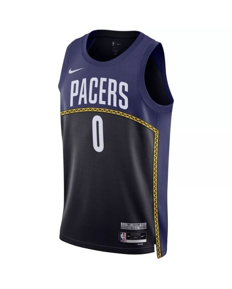 Maillot Swingman Indiana Pacers Tyrese Haliburton #0 Nike Bleu 2022/23 pour hommes - City Edition