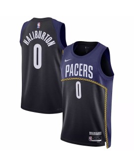 Maillot Swingman Indiana Pacers Tyrese Haliburton #0 Nike Bleu 2022/23 pour hommes - City Edition