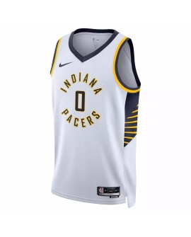 Maillot Swingman Indiana Pacers Tyrese Haliburton #0 Nike blanc 2022/23 pour hommes - Édition Association