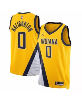 Maillot Swingman Indiana Pacers Tyrese Haliburton #0 Jordan Brand jaune 2022/23 pour hommes - Édition Statement
