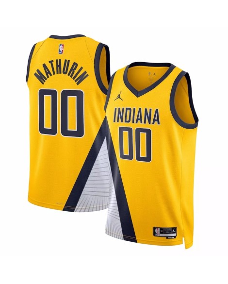 Maillot Swingman Indiana Pacers Bennedict Mathurin #00 Jordan Brand jaune 2022/23 pour hommes - Édition Statement