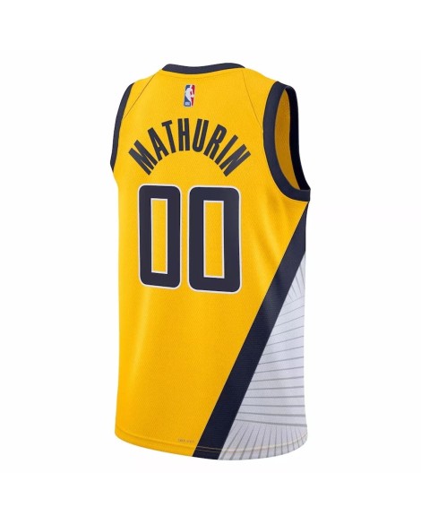 Maillot Swingman Indiana Pacers Bennedict Mathurin #00 Jordan Brand jaune 2022/23 pour hommes - Édition Statement