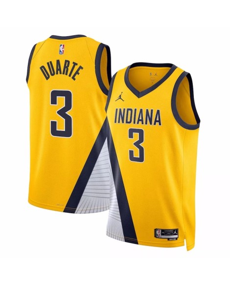 Maillot Swingman Indiana Pacers Chris Duarte #3 Jordan Brand jaune 2022/23 pour hommes - Édition Statement