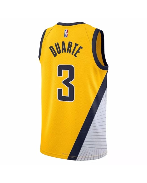 Maillot Swingman Indiana Pacers Chris Duarte #3 Jordan Brand jaune 2022/23 pour hommes - Édition Statement