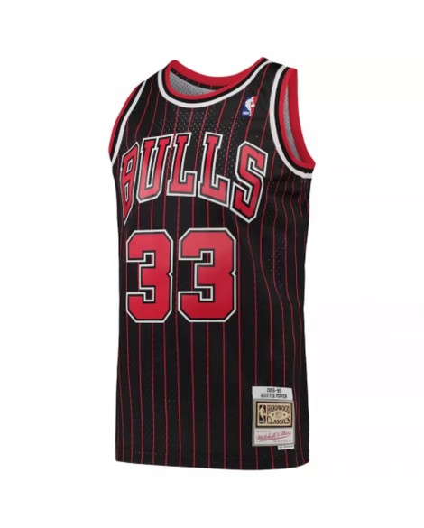 Maillot Swingman Chicago Bulls Scottie Pippen #33 Mitchell & Ness noir Hardwood Classics 95-96 pour hommes