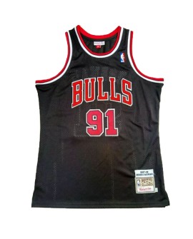 Maillot NBA Swingman Chicago Bulls Rodman #91 Mitchell & Ness pour hommes noir 1997/98