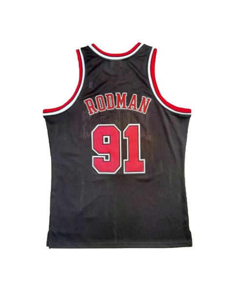 Maillot NBA Swingman Chicago Bulls Rodman #91 Mitchell & Ness pour hommes noir 1997/98