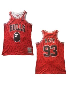 Maillot Swingman de basket-ball rouge ABC BAPE x Mitchell & Ness Bulls