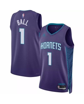 Maillot Charlotte Hornets LaMelo Ball #1 Violet 22/23 Swingman pour hommes - Édition Statement