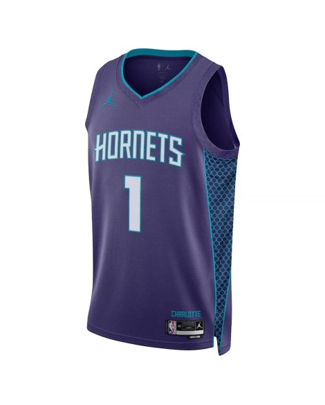 Maillot Charlotte Hornets LaMelo Ball #1 Violet 22/23 Swingman pour hommes - Édition Statement