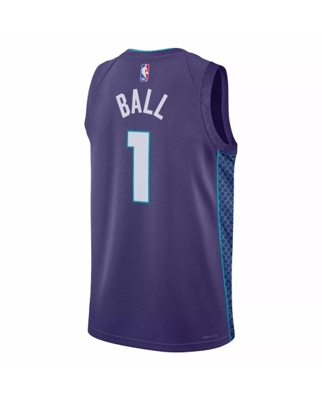 Maillot Charlotte Hornets LaMelo Ball #1 Violet 22/23 Swingman pour hommes - Édition Statement
