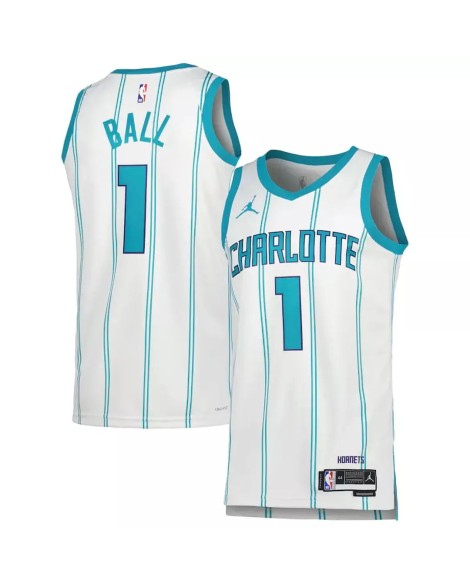 Maillot Charlotte Hornets Ball #1 blanc 22/23 Swingman pour hommes - Édition Association