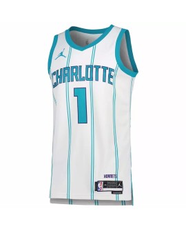Maillot Charlotte Hornets Ball #1 blanc 22/23 Swingman pour hommes - Édition Association