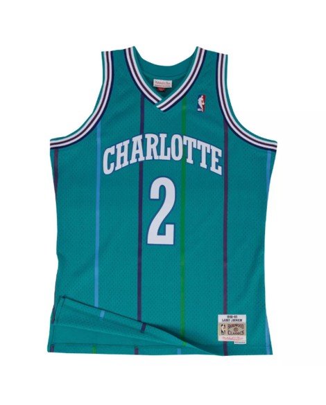 Maillot Swingman Charlotte Hornets Larry Johnson #2 Mitchell & Ness Sarcelle Hardwood Classics 1992-93 pour hommes