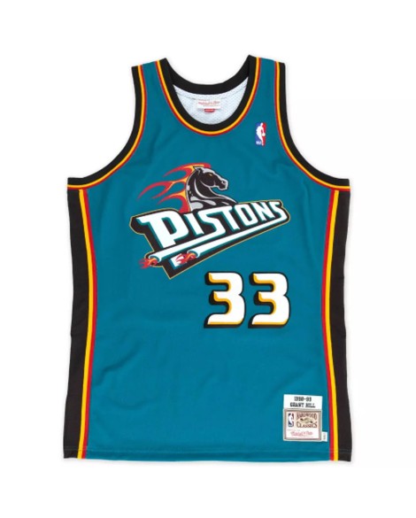 Maillot NBA Swingman rétro Detroit Pistons Grant Hill #33 bleu 1998/99