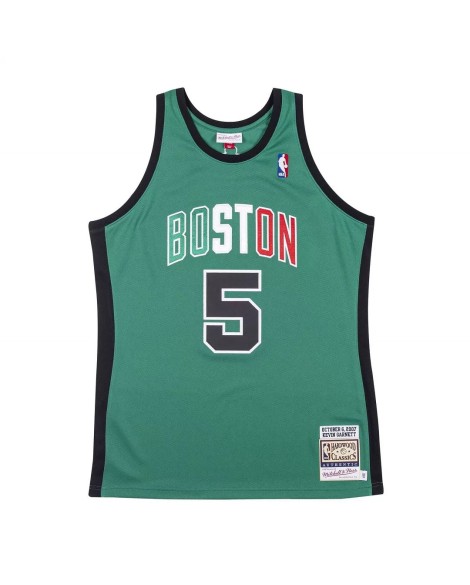 Maillot authentique des Boston Celtics Kevin Garnet #5 Mitchell & Ness Green 2007-08 Hardwood Classics pour hommes