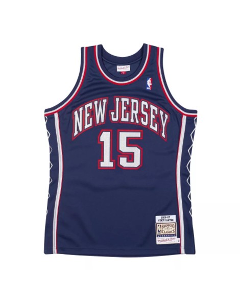 New Jersey Nets Vince Carter # 15 Mitchell & Ness Blanc 06-07 Maillot Swingman Hardwood Classics pour hommes