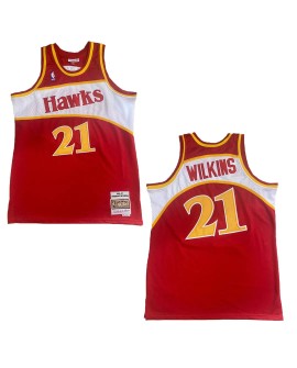 Maillot NBA Swingman #21 Mitchell & Ness Atlanta Hawks Wilkins pour homme rouge 1986/87