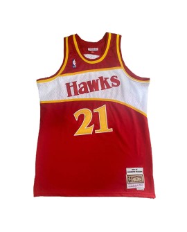 Maillot NBA Swingman #21 Mitchell & Ness Atlanta Hawks Wilkins pour homme rouge 1986/87