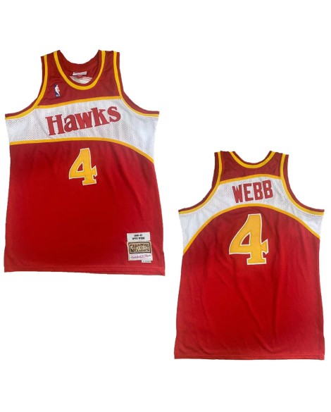 Maillot NBA Swingman #4 Mitchell & Ness Atlanta Hawks Webb #4 pour hommes rouge 1986/87