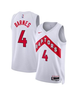 Maillot Swingman Toronto Raptors Scottie Barnes #4 Nike blanc 2022/23 pour hommes - Édition Association