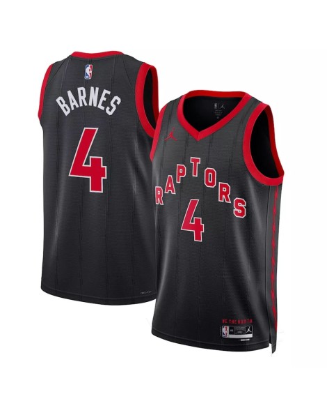 Maillot Swingman 2022/23 Scottie Barnes #4 Jordan Brand noir des Raptors de Toronto pour hommes - Édition Statement