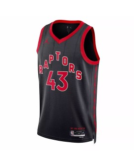 Maillot Swingman #43 Jordan Brand noir 2022/23 des Raptors de Toronto pour hommes - Édition Statement