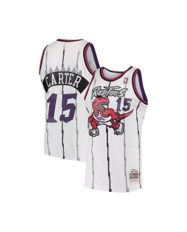 Maillot Swingman des Raptors de Toronto pour hommes Vince Carter # 15 Mitchell & Ness blanc 1998-99 Hardwood Classics