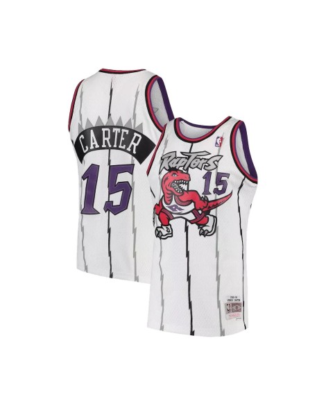 Maillot Swingman des Raptors de Toronto pour hommes Vince Carter # 15 Mitchell & Ness blanc 1998-99 Hardwood Classics
