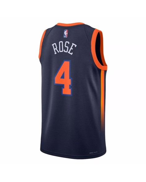 Maillot Swingman New York Knicks Derrick Rose #4 Jordan Brand Navy 2022/23 pour hommes - Édition Statement