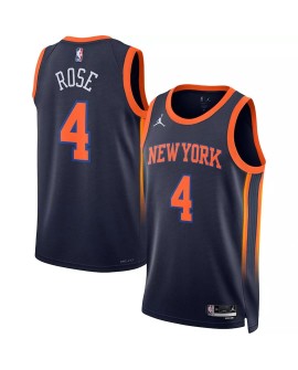 Maillot Swingman New York Knicks Derrick Rose #4 Jordan Brand Navy 2022/23 pour hommes - Édition Statement