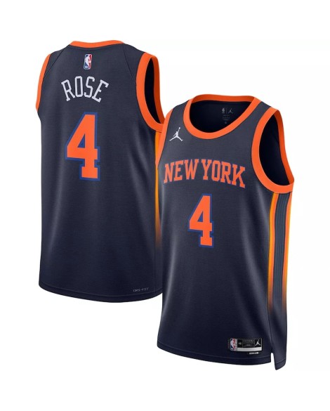 Maillot Swingman New York Knicks Derrick Rose #4 Jordan Brand Navy 2022/23 pour hommes - Édition Statement