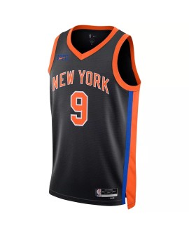 New York Knicks RJ Barrett #9 Nike Noir 2022/23 Swingman Maillot - Édition Ville