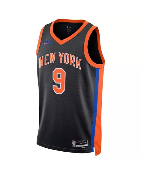 New York Knicks RJ Barrett #9 Nike Noir 2022/23 Swingman Maillot - Édition Ville