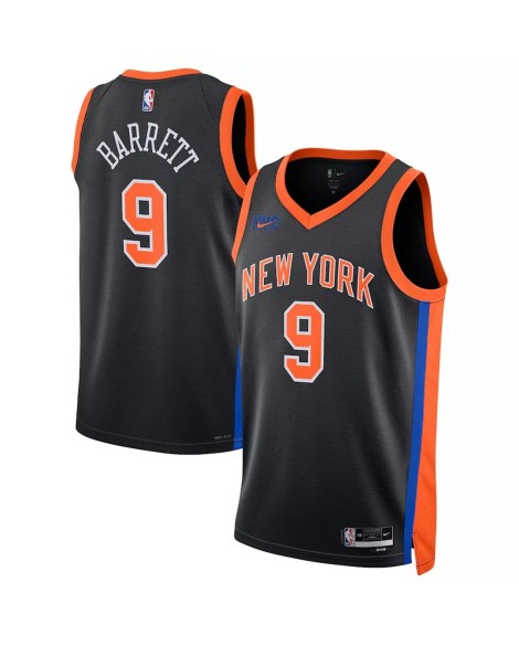 New York Knicks RJ Barrett #9 Nike Noir 2022/23 Swingman Maillot - Édition Ville